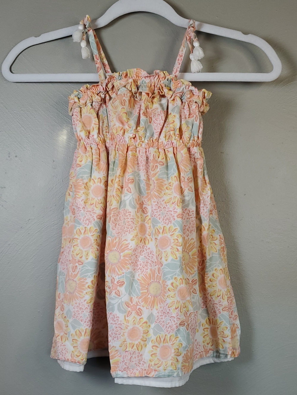 Girls' Tommy Bahama Floral Sundress with Smocked Bodice - Pink & Yellow. 3T